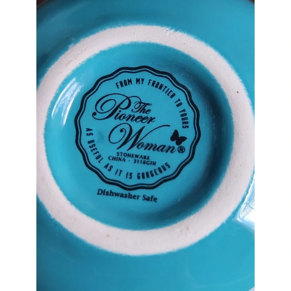 Set of 4 ceramic nesting measuring bowls Pioneer Woman Floral Colorful Scalloped